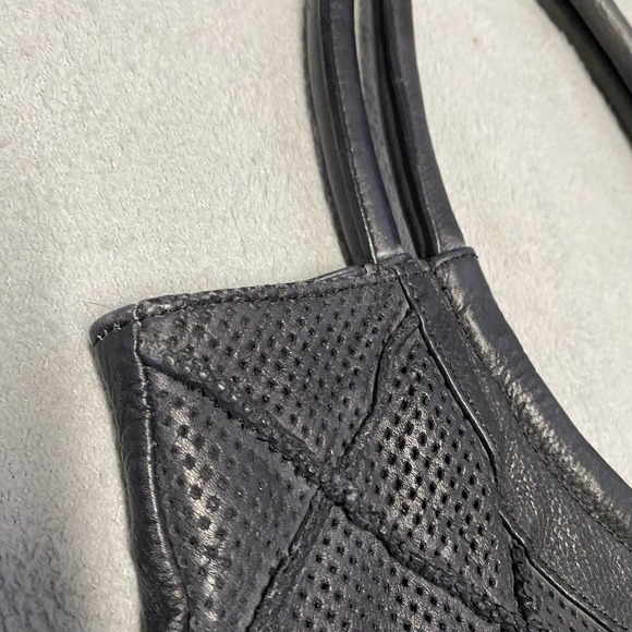 Anthropologie‎ Illona Tote Black Leather Lattice Shoulder Bag Large Read - Picture 5 of 13